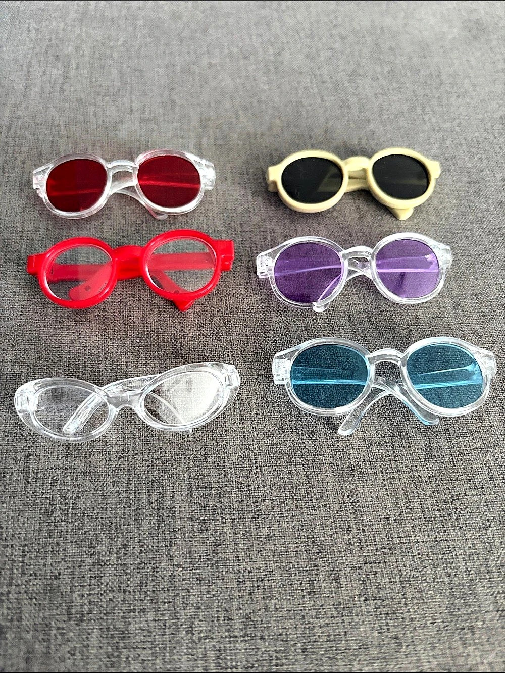 6-Piece Colored Glasses Set for Labubu or XS Dolls